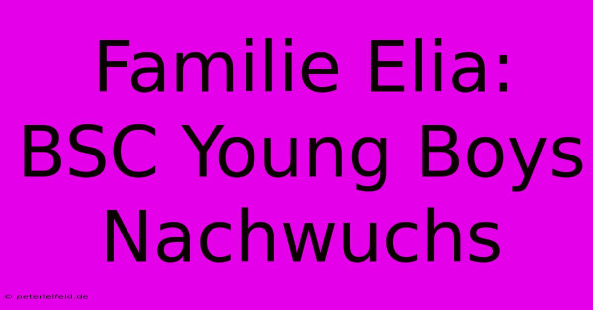 Familie Elia: BSC Young Boys Nachwuchs