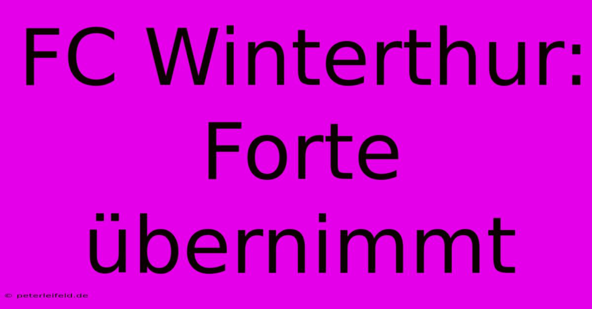 FC Winterthur: Forte Übernimmt