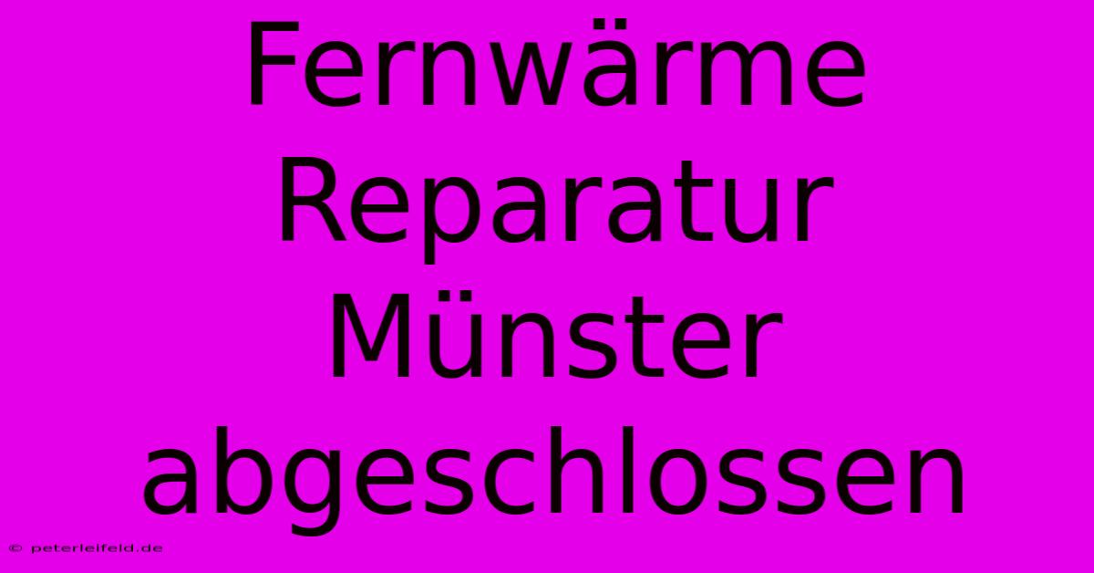 Fernwärme Reparatur Münster Abgeschlossen