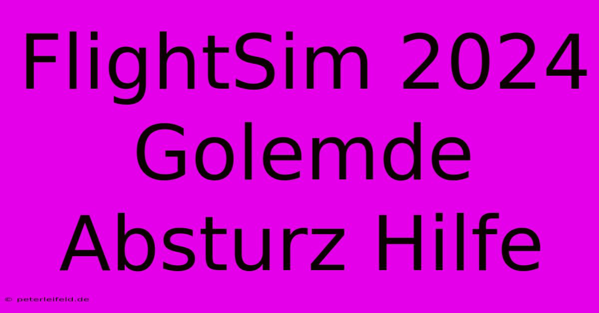 FlightSim 2024  Golemde  Absturz Hilfe