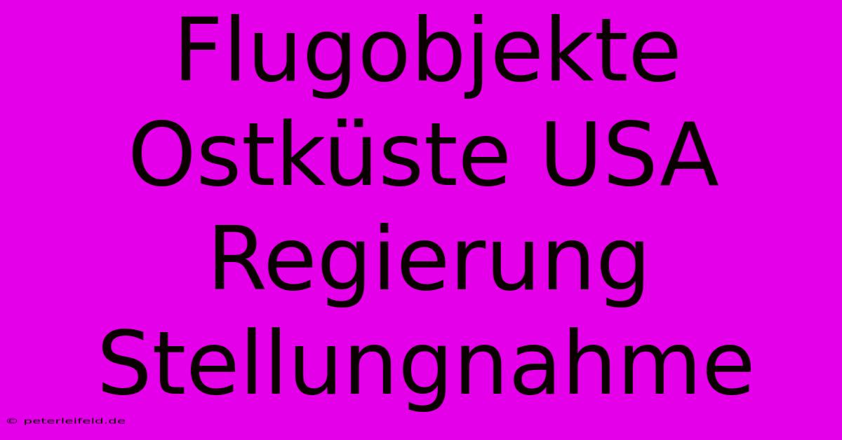 Flugobjekte Ostküste USA Regierung Stellungnahme 