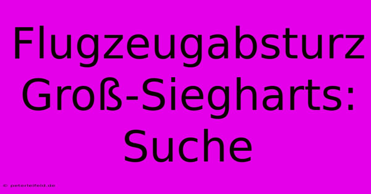 Flugzeugabsturz Groß-Siegharts: Suche