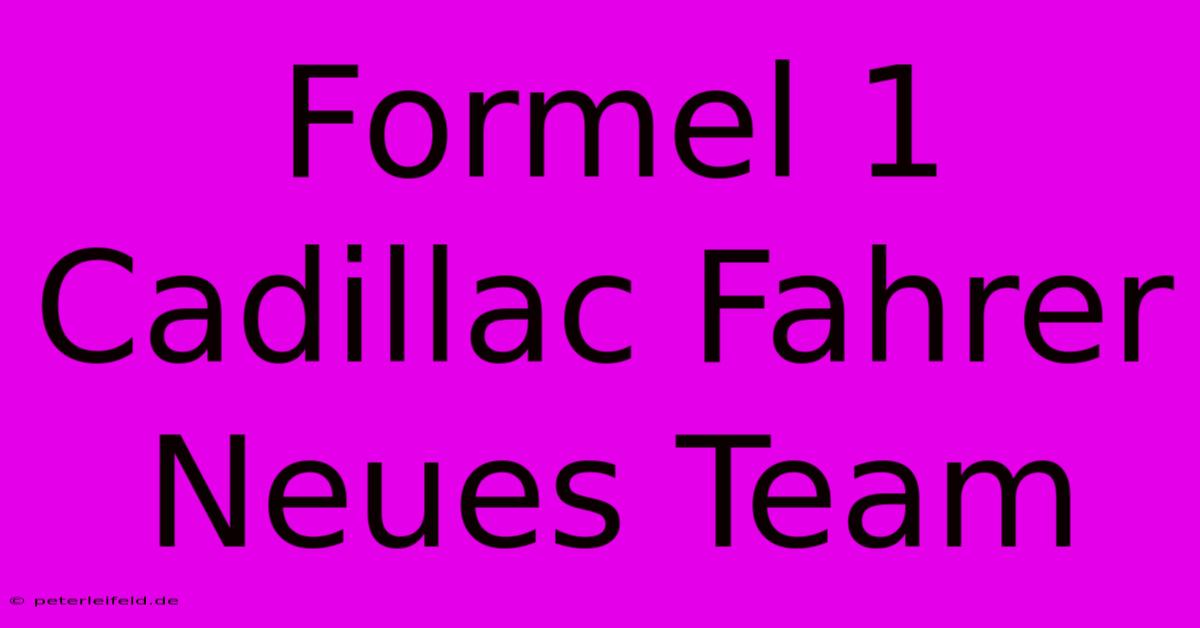 Formel 1 Cadillac Fahrer Neues Team