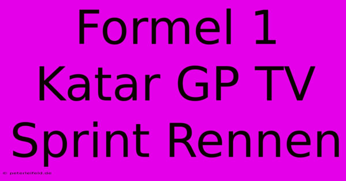 Formel 1 Katar GP TV Sprint Rennen