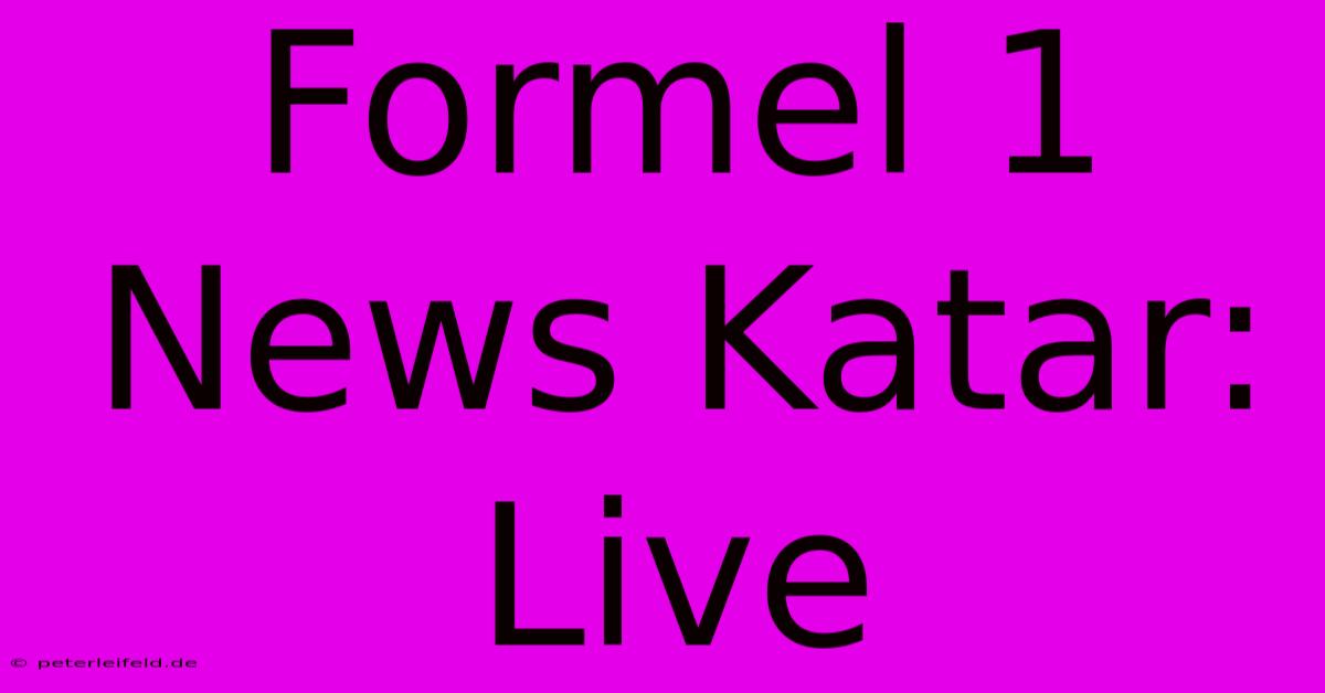 Formel 1 News Katar: Live