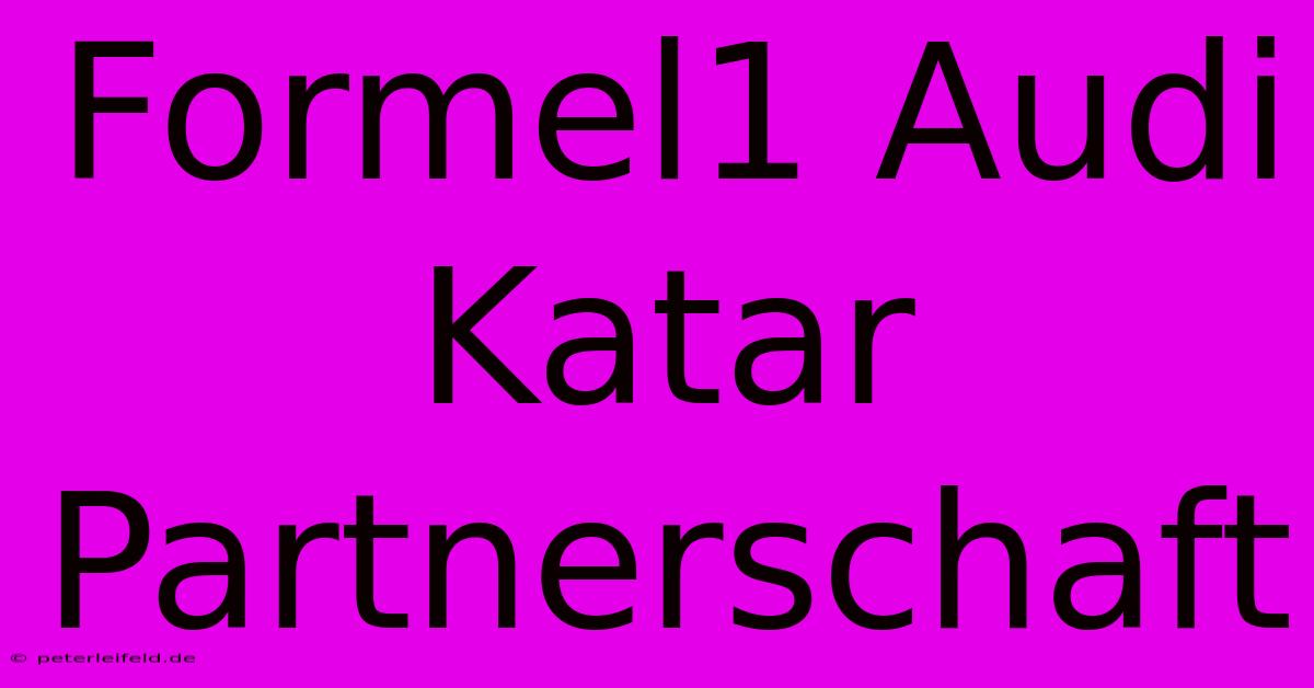 Formel1 Audi Katar Partnerschaft