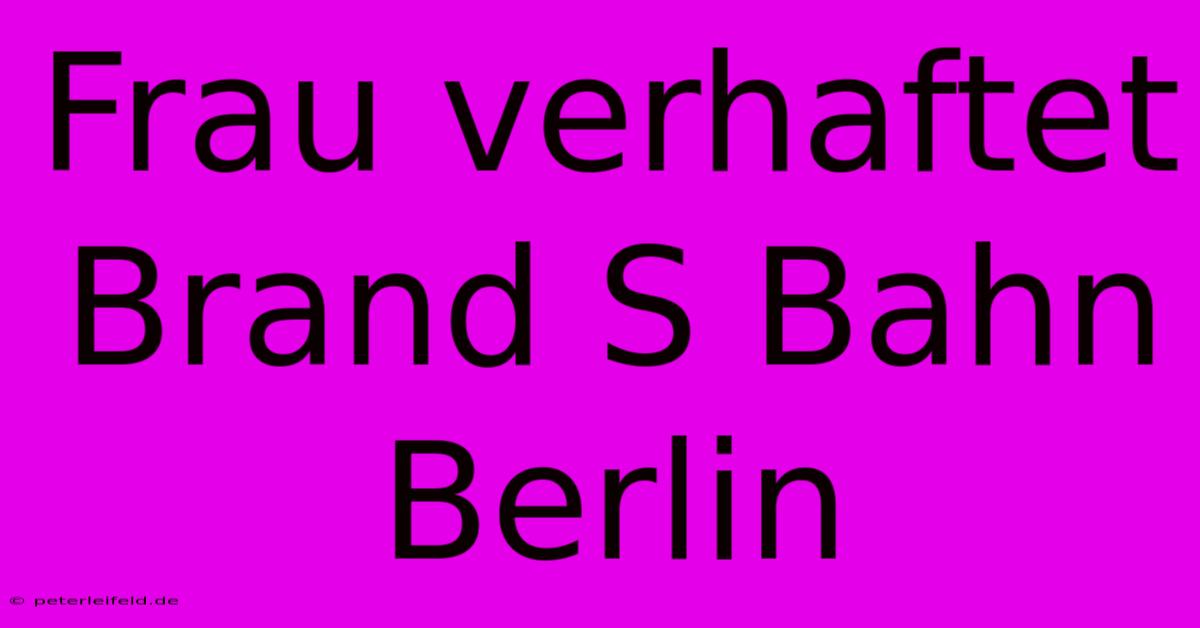 Frau Verhaftet Brand S Bahn Berlin