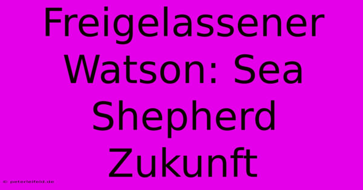 Freigelassener Watson: Sea Shepherd Zukunft