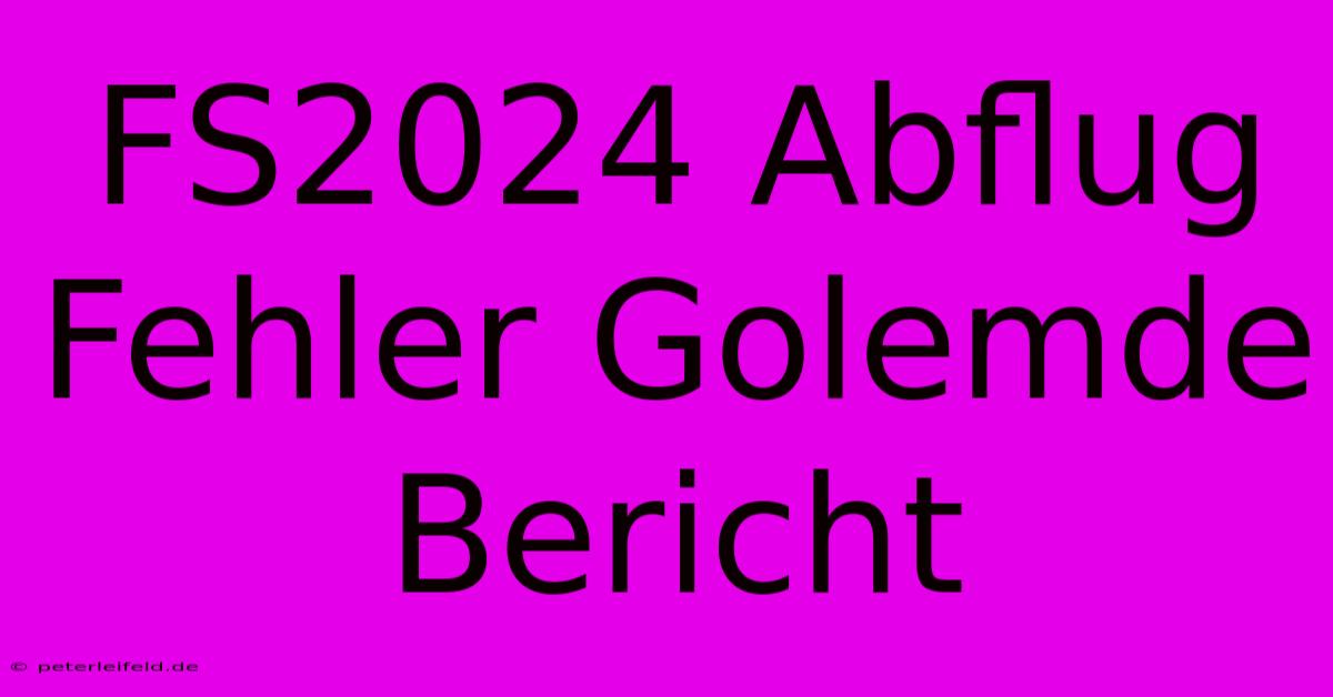 FS2024 Abflug Fehler Golemde Bericht