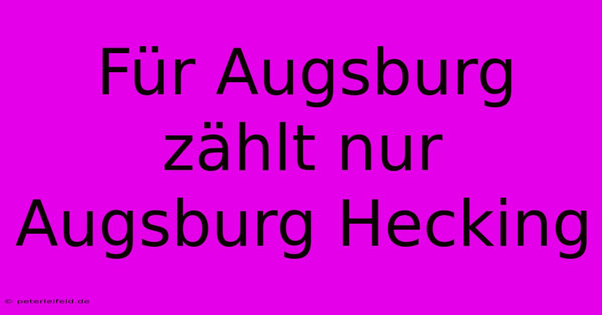 Für Augsburg Zählt Nur Augsburg Hecking