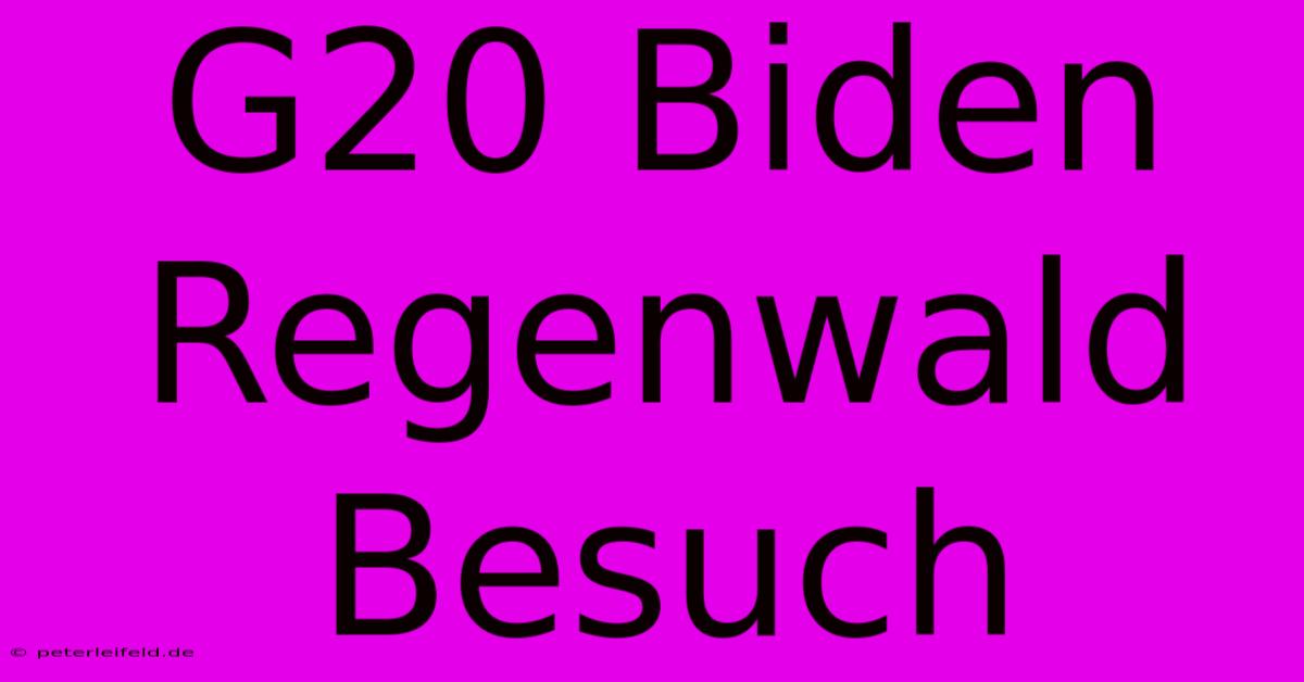 G20 Biden Regenwald Besuch