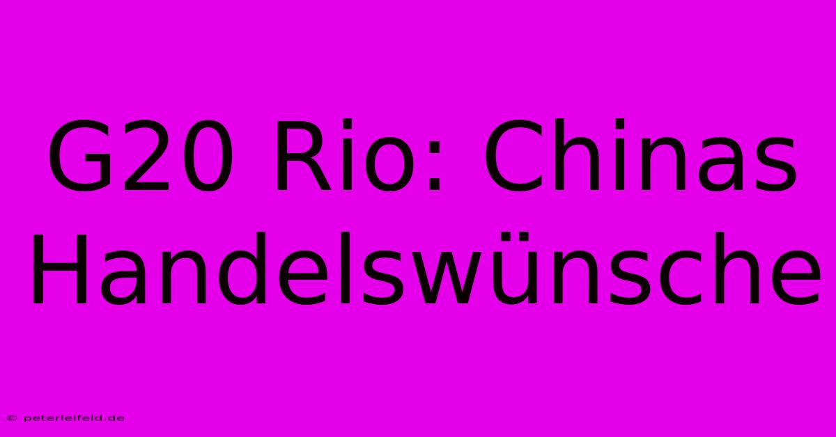 G20 Rio: Chinas Handelswünsche