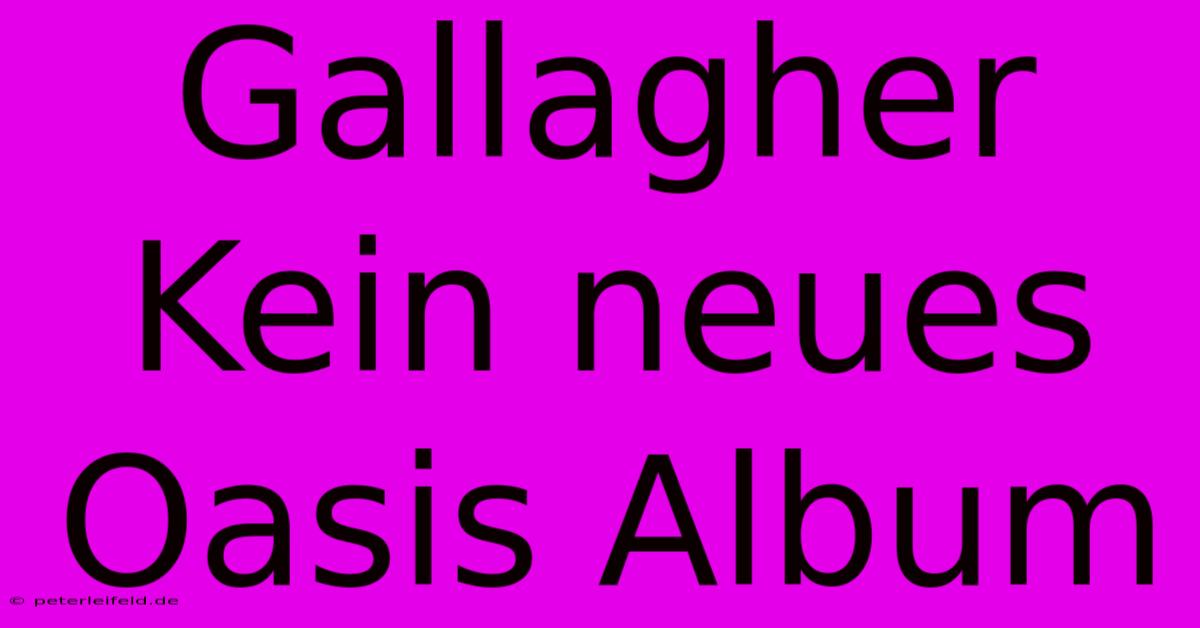 Gallagher Kein Neues Oasis Album