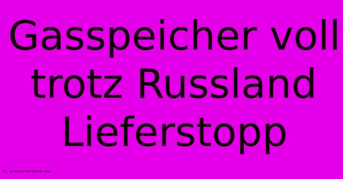 Gasspeicher Voll Trotz Russland Lieferstopp