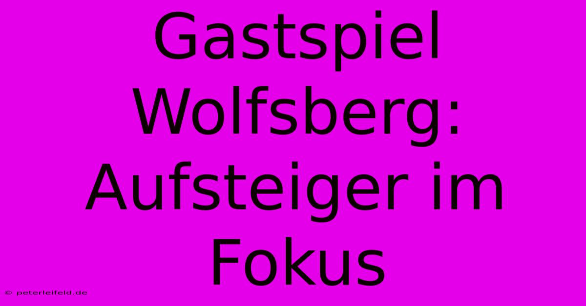 Gastspiel Wolfsberg: Aufsteiger Im Fokus