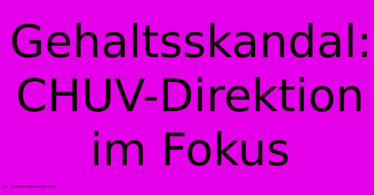 Gehaltsskandal: CHUV-Direktion Im Fokus