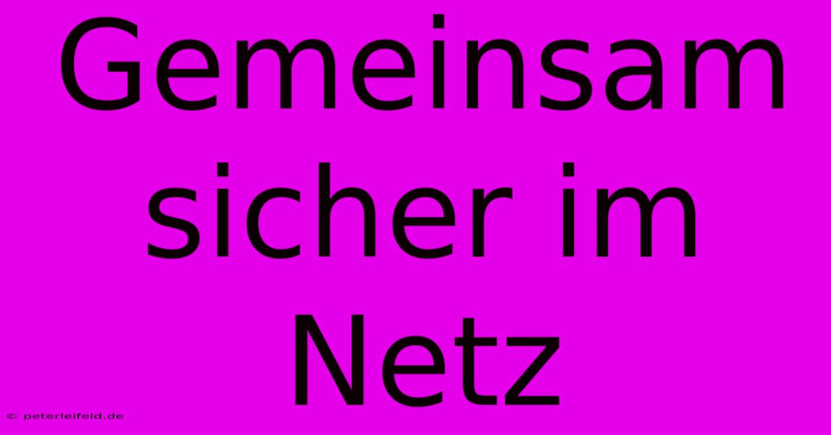 Gemeinsam Sicher Im Netz