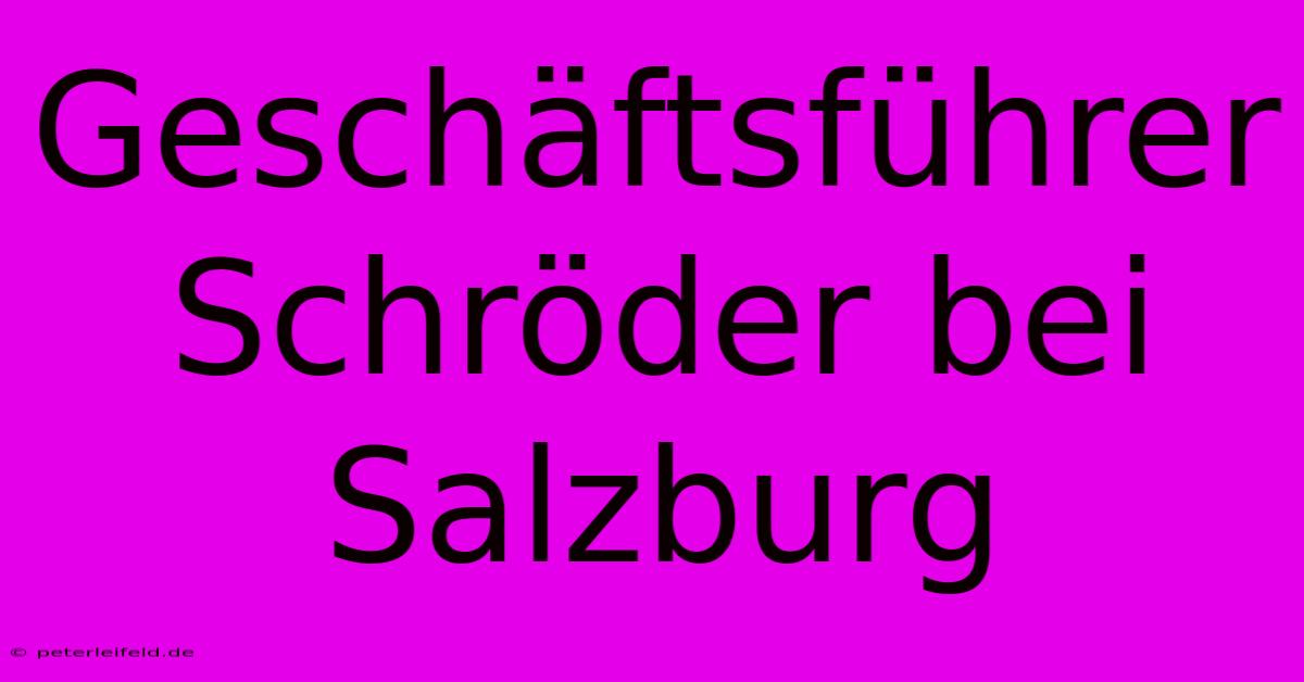 Geschäftsführer Schröder Bei Salzburg