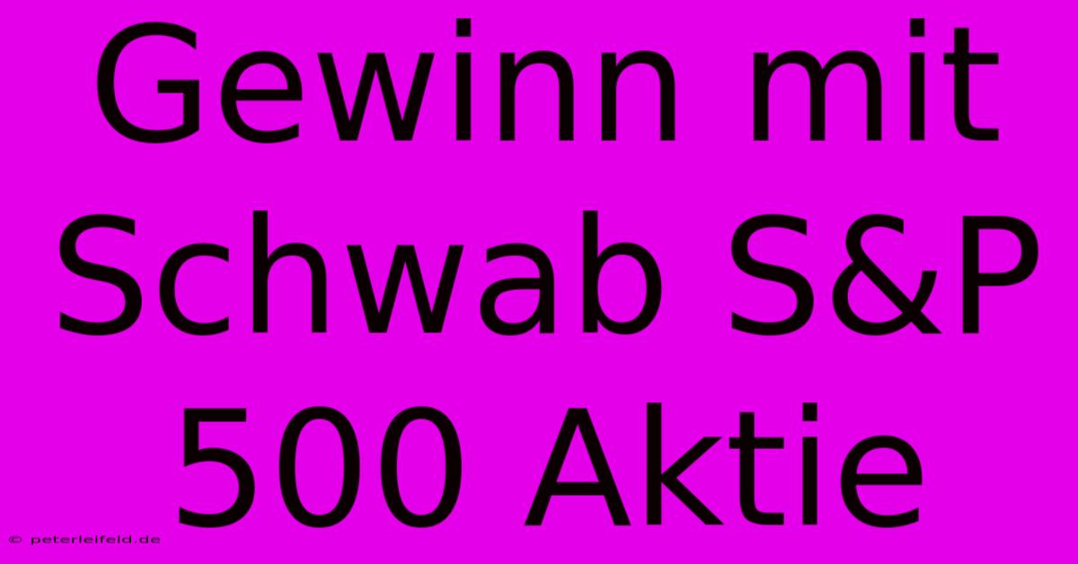 Gewinn Mit Schwab S&P 500 Aktie