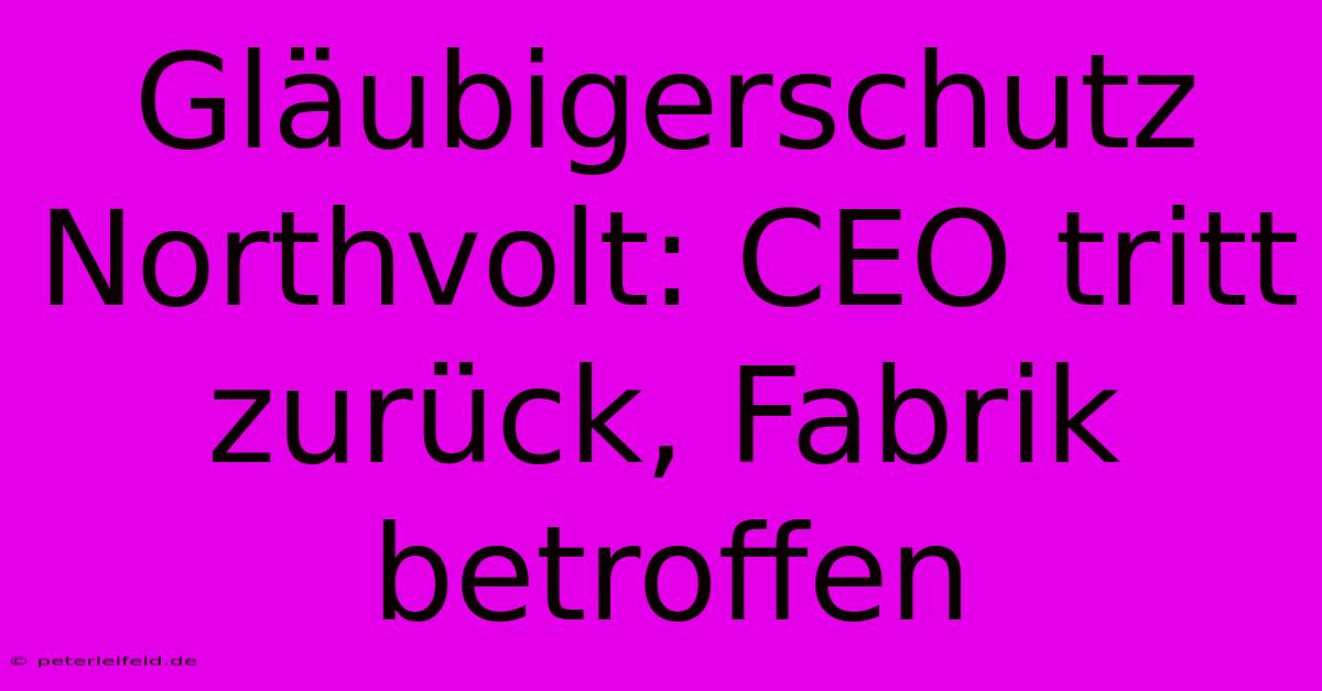 Gläubigerschutz Northvolt: CEO Tritt Zurück, Fabrik Betroffen