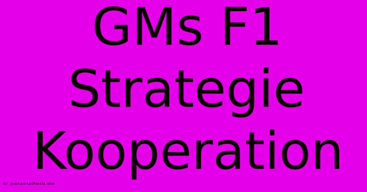 GMs F1 Strategie Kooperation