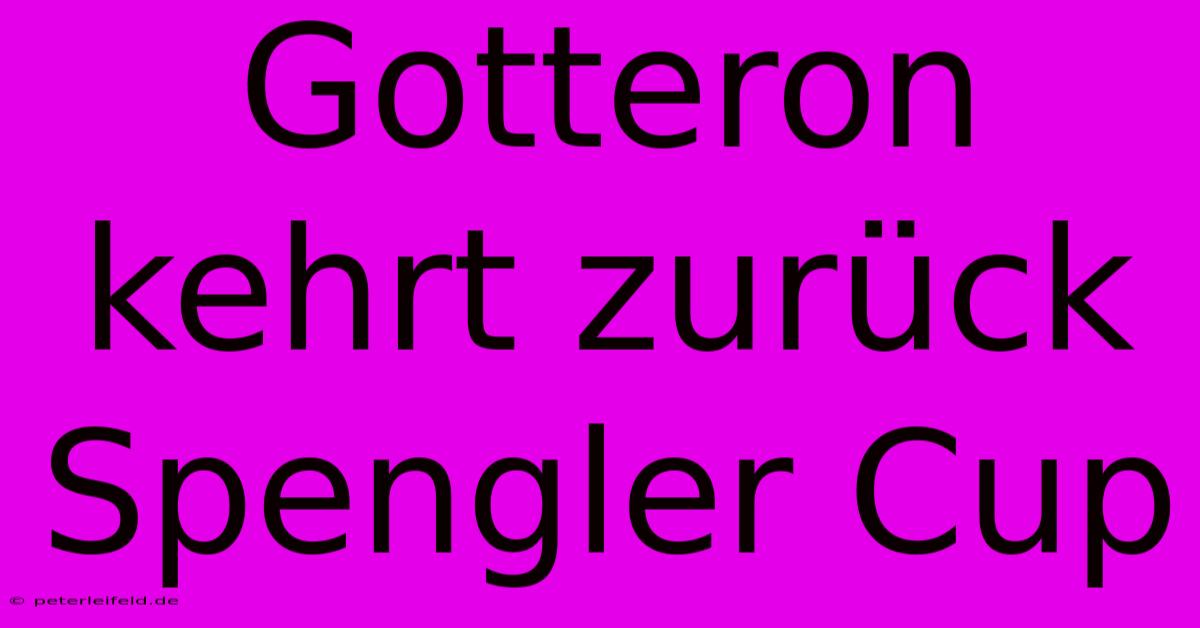 Gotteron Kehrt Zurück Spengler Cup