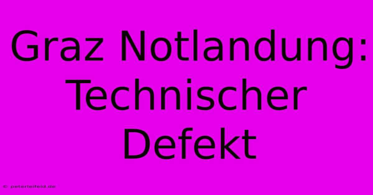 Graz Notlandung: Technischer Defekt