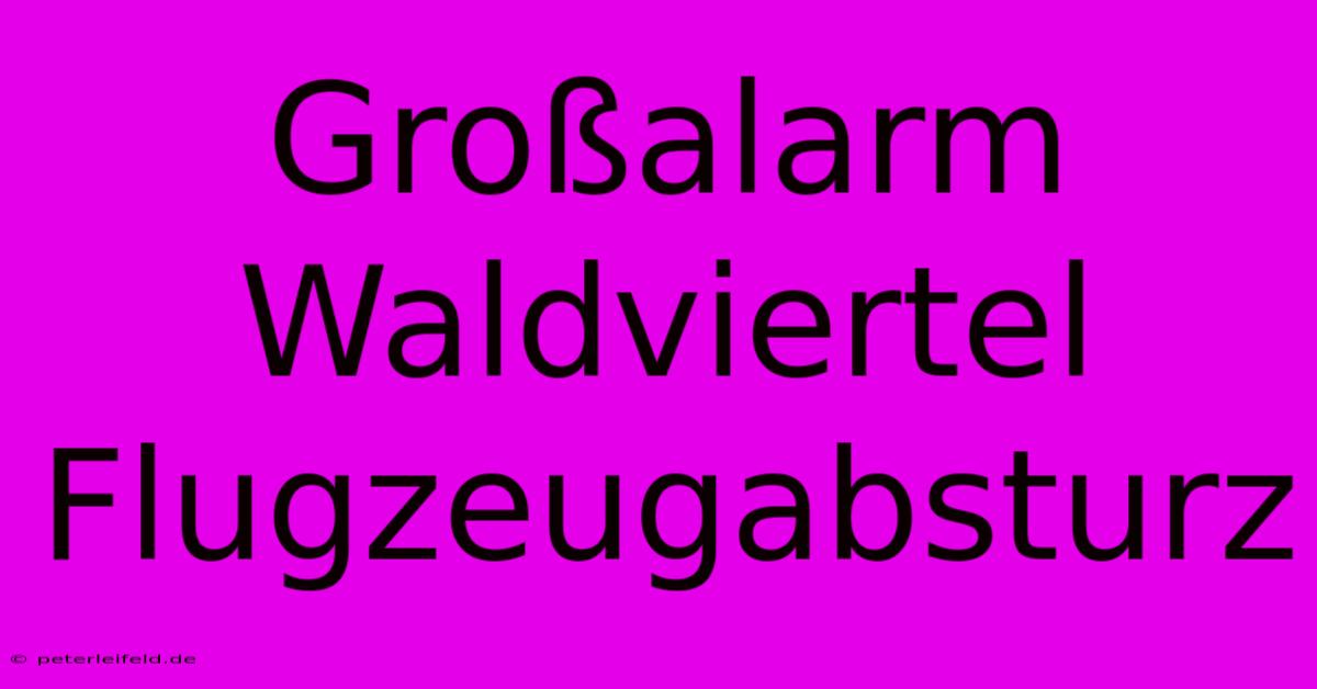 Großalarm Waldviertel Flugzeugabsturz