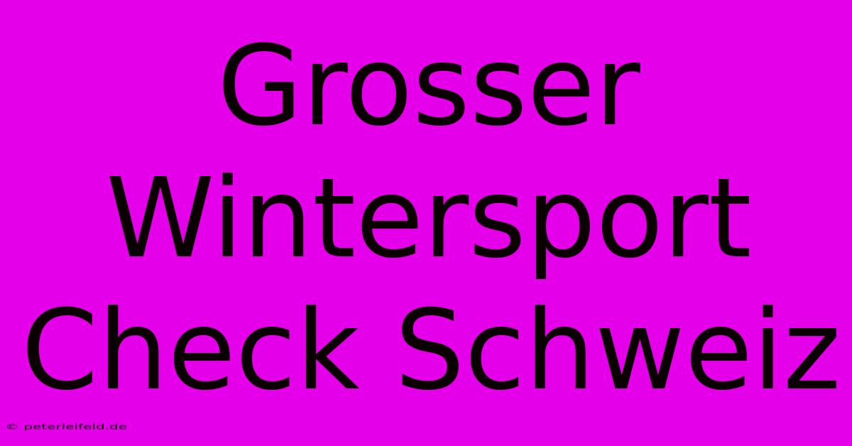 Grosser Wintersport Check Schweiz