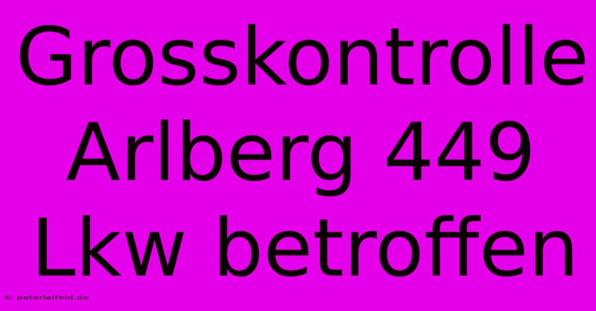 Grosskontrolle Arlberg 449 Lkw Betroffen