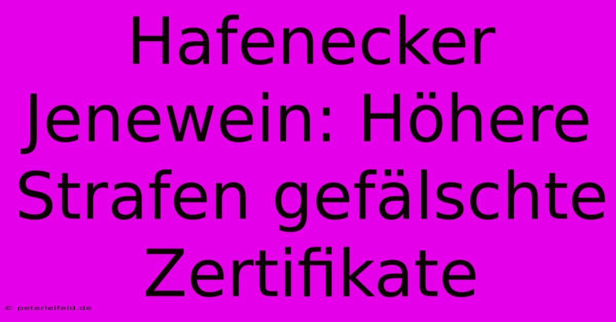 Hafenecker Jenewein: Höhere Strafen Gefälschte Zertifikate