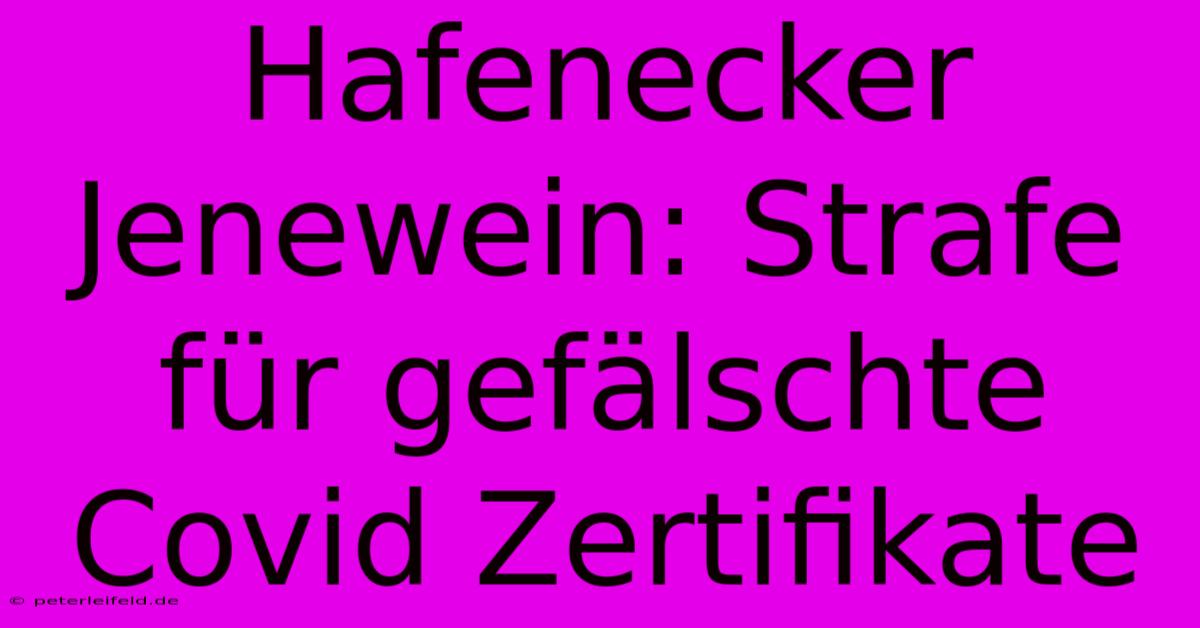 Hafenecker Jenewein: Strafe Für Gefälschte Covid Zertifikate