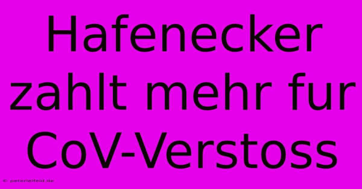 Hafenecker Zahlt Mehr Fur CoV-Verstoss