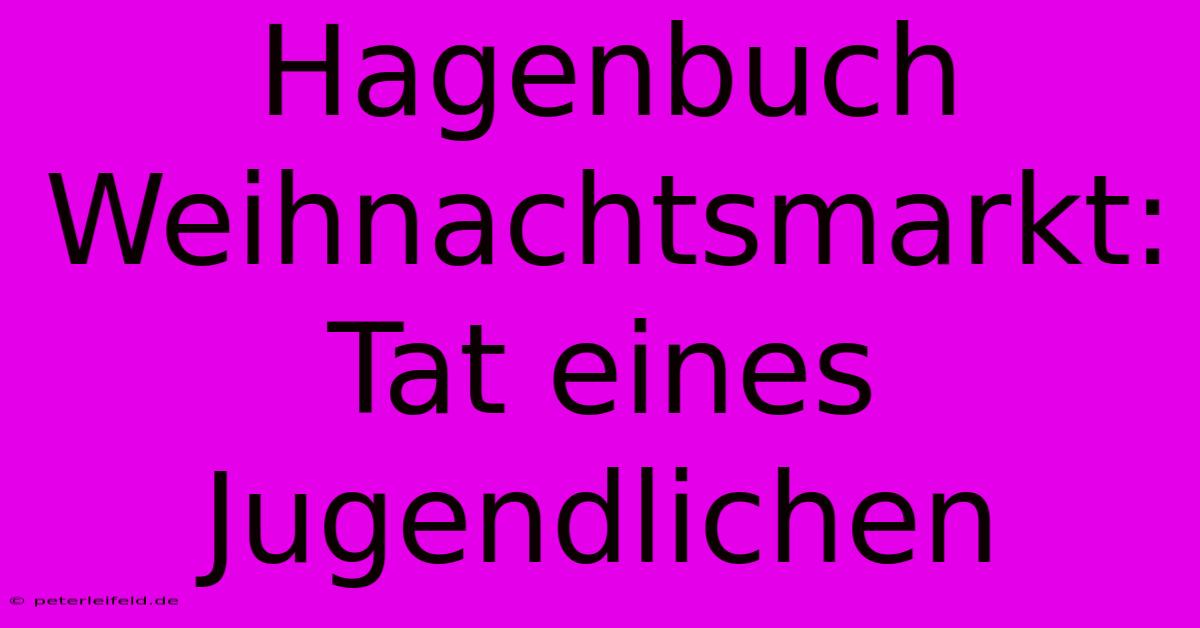 Hagenbuch Weihnachtsmarkt: Tat Eines Jugendlichen