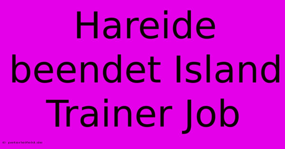 Hareide Beendet Island Trainer Job