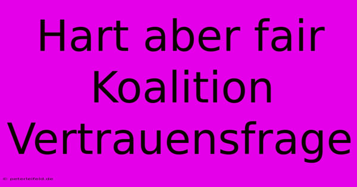 Hart Aber Fair Koalition Vertrauensfrage