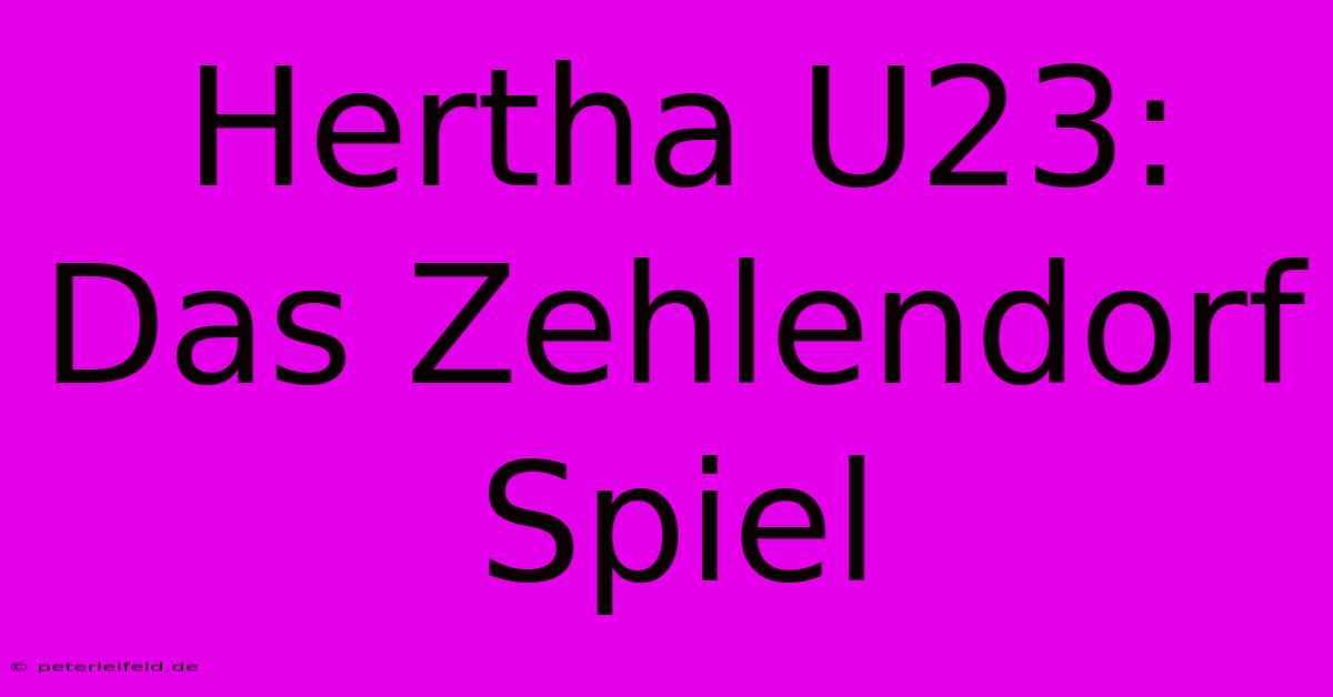 Hertha U23: Das Zehlendorf Spiel