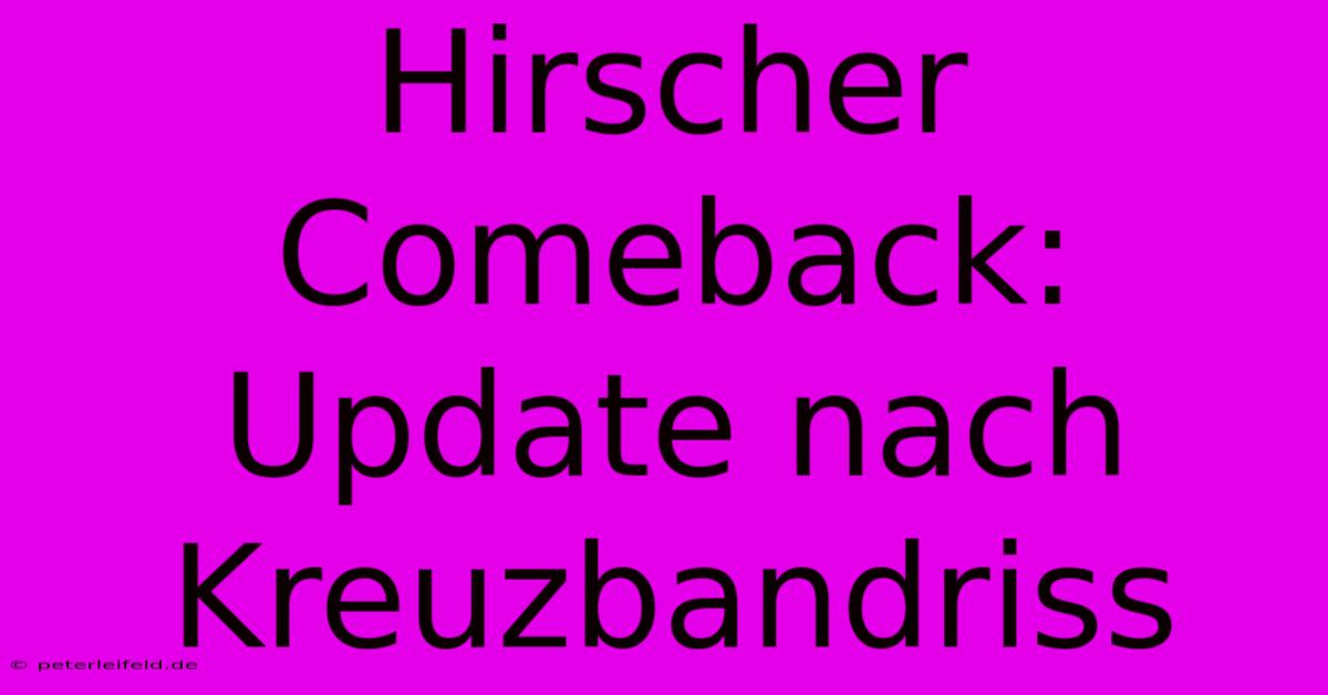 Hirscher Comeback: Update Nach Kreuzbandriss