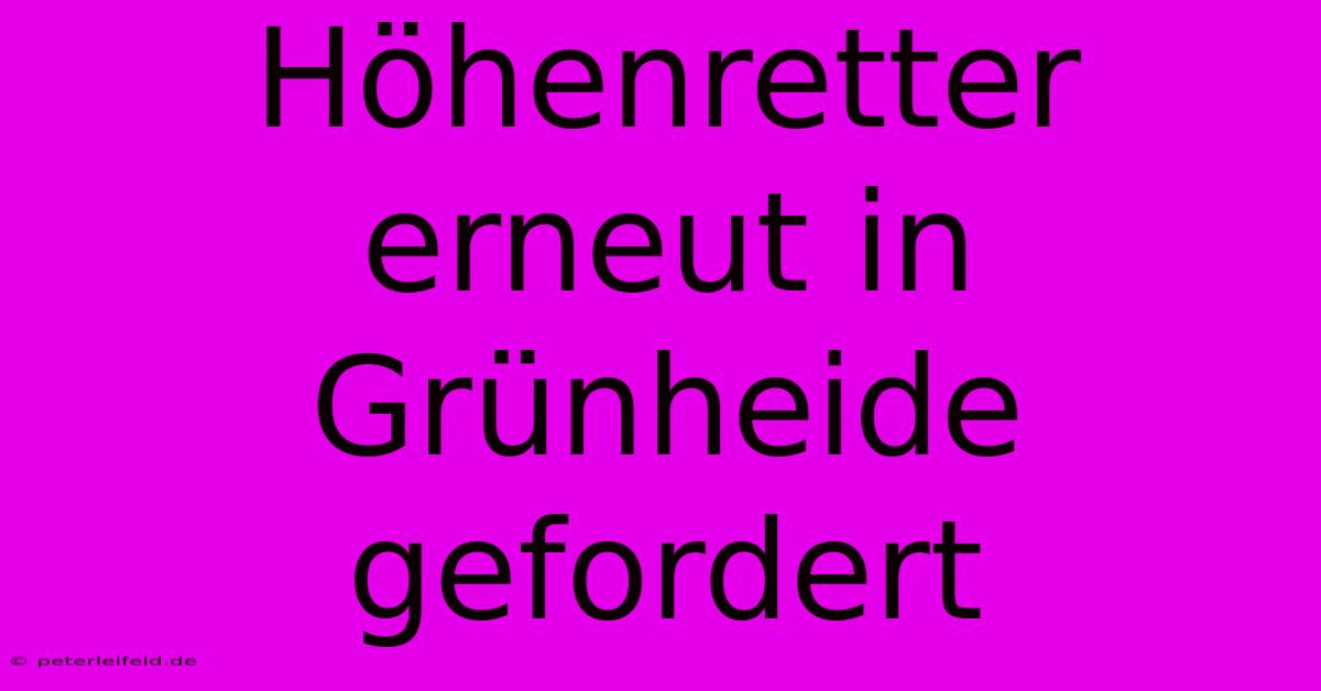 Höhenretter Erneut In Grünheide Gefordert