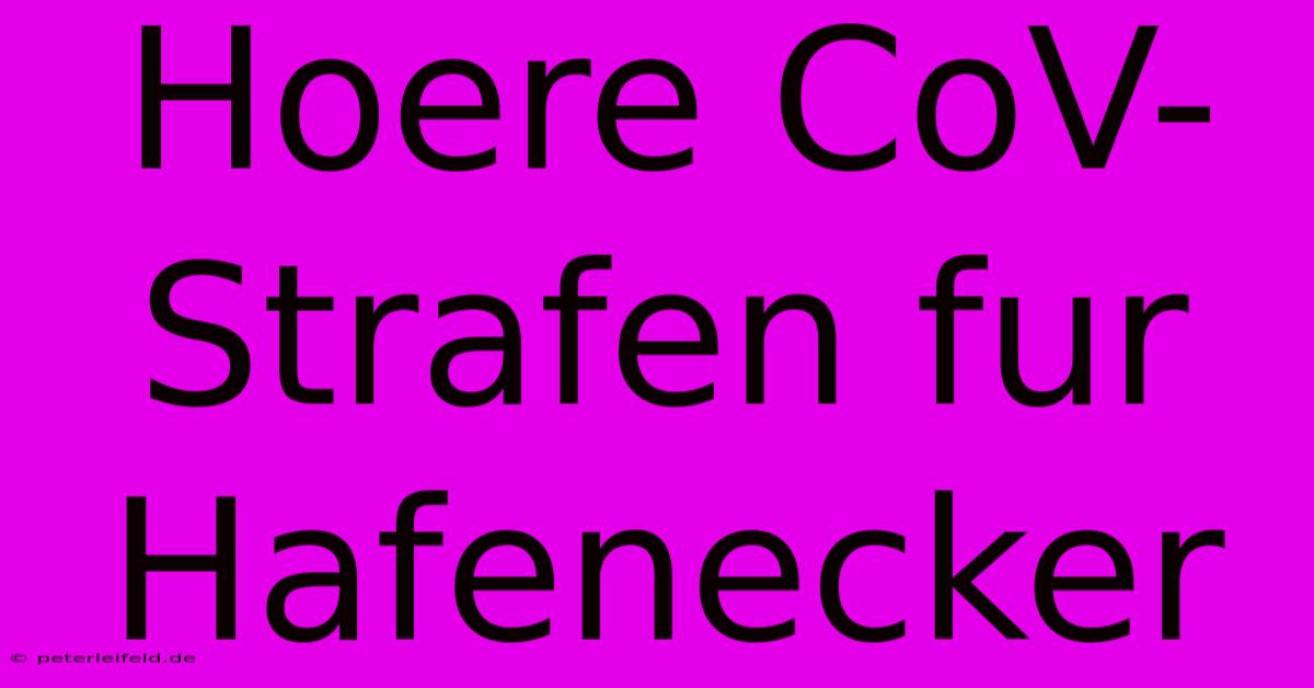 Hoere CoV-Strafen Fur Hafenecker