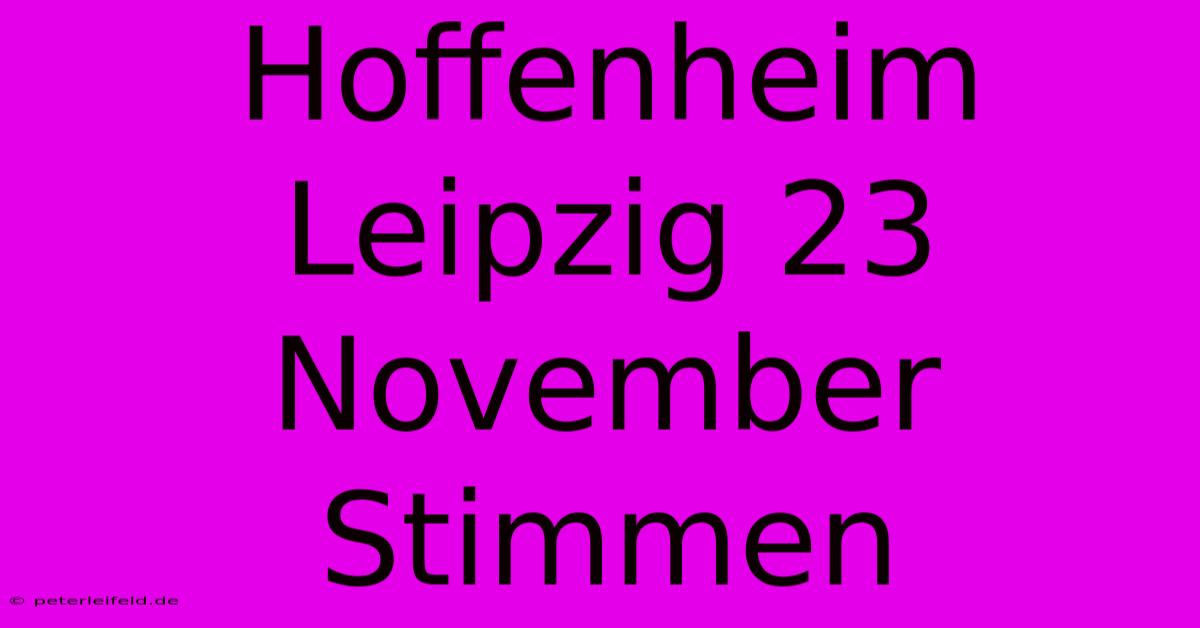 Hoffenheim Leipzig 23 November Stimmen