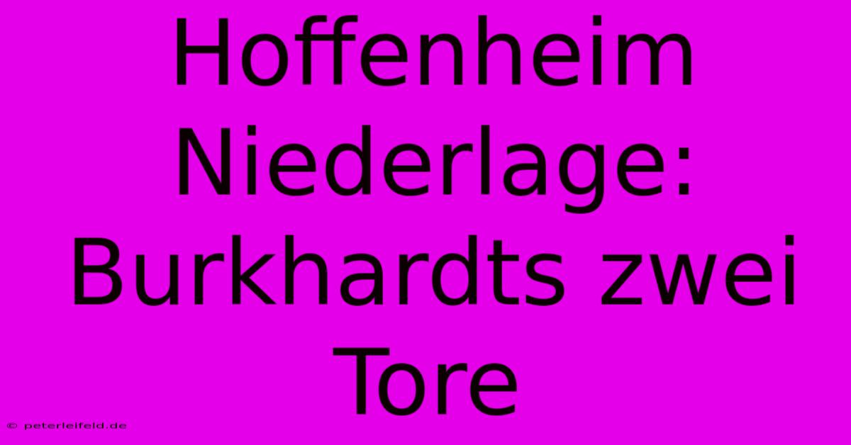 Hoffenheim Niederlage: Burkhardts Zwei Tore