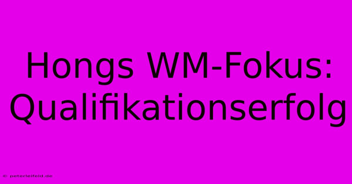 Hongs WM-Fokus: Qualifikationserfolg