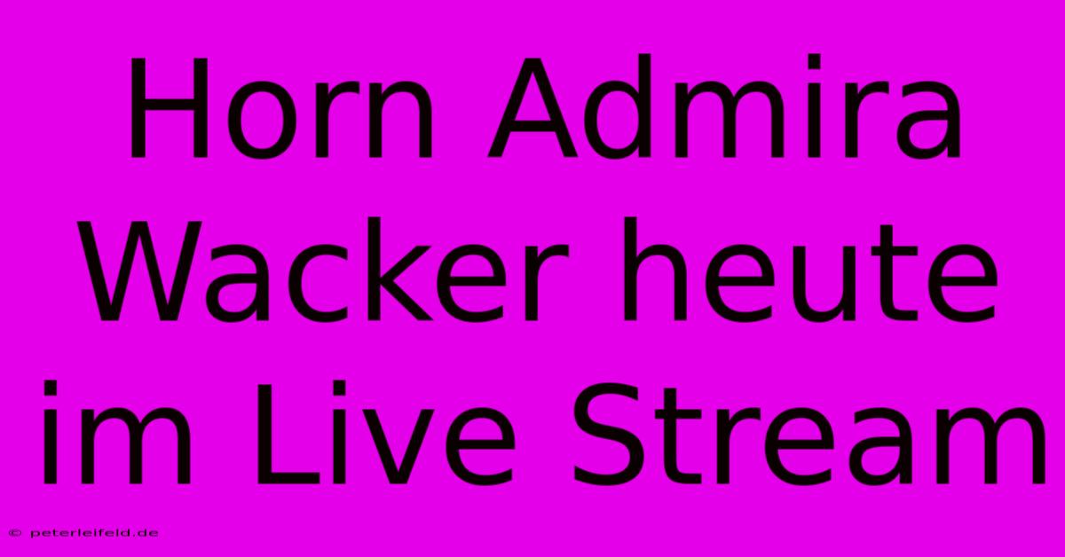 Horn Admira Wacker Heute Im Live Stream