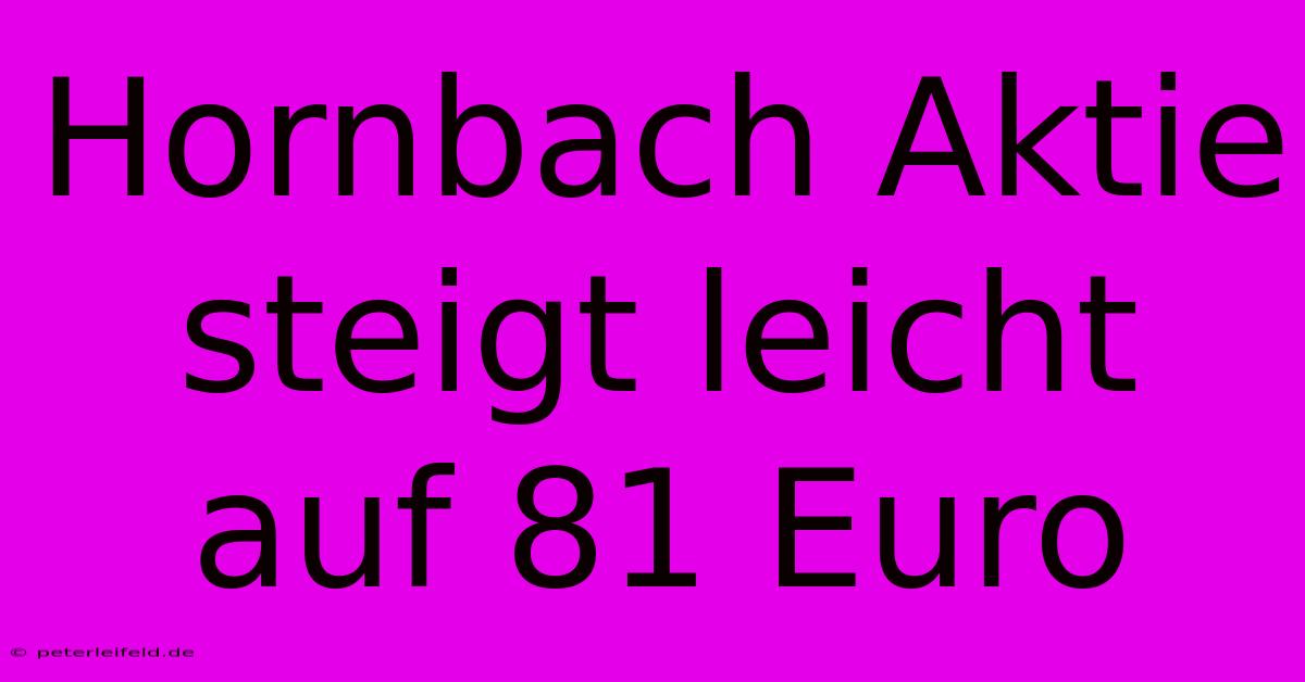 Hornbach Aktie Steigt Leicht Auf 81 Euro