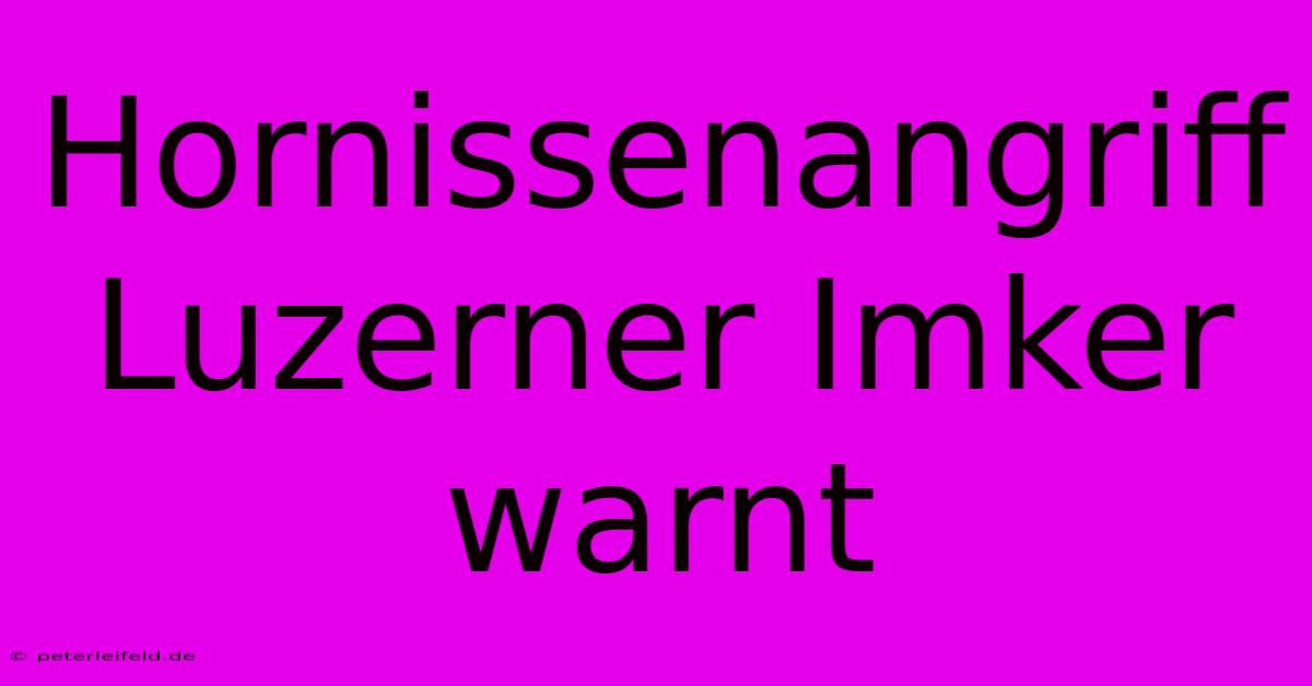 Hornissenangriff Luzerner Imker Warnt