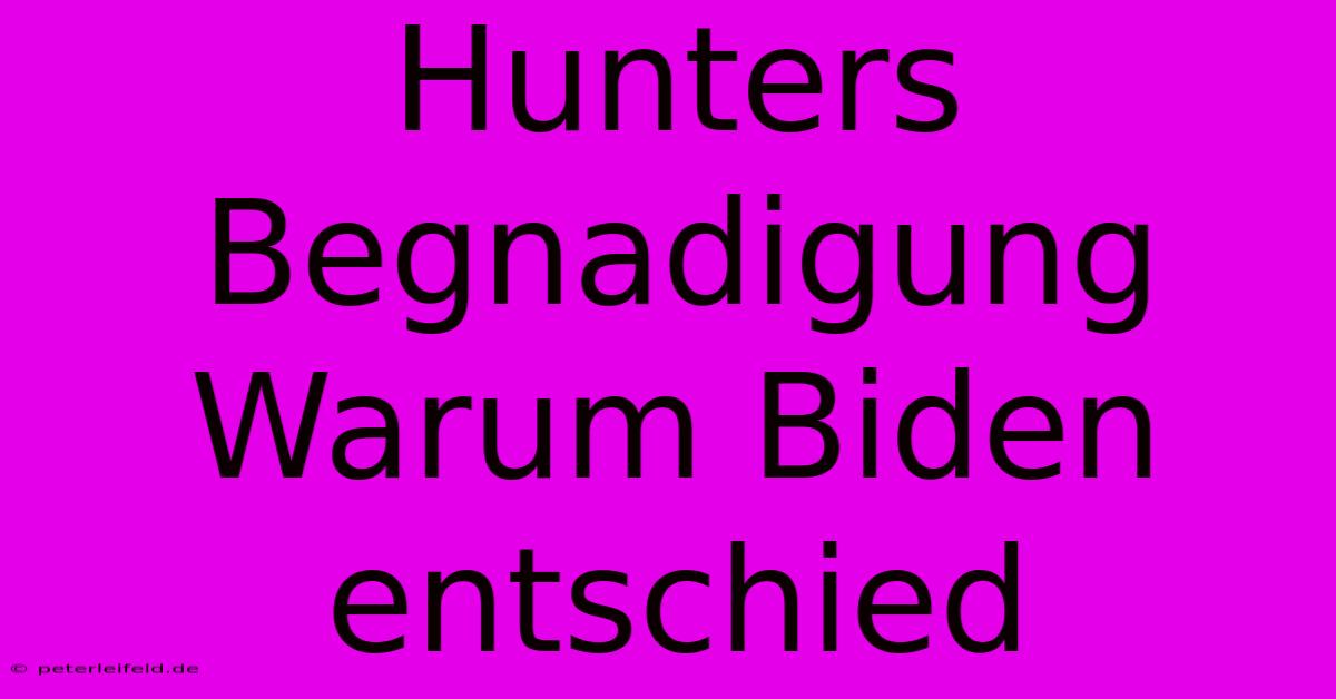 Hunters Begnadigung Warum Biden Entschied