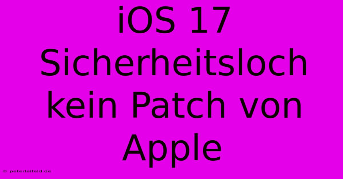 IOS 17 Sicherheitsloch Kein Patch Von Apple