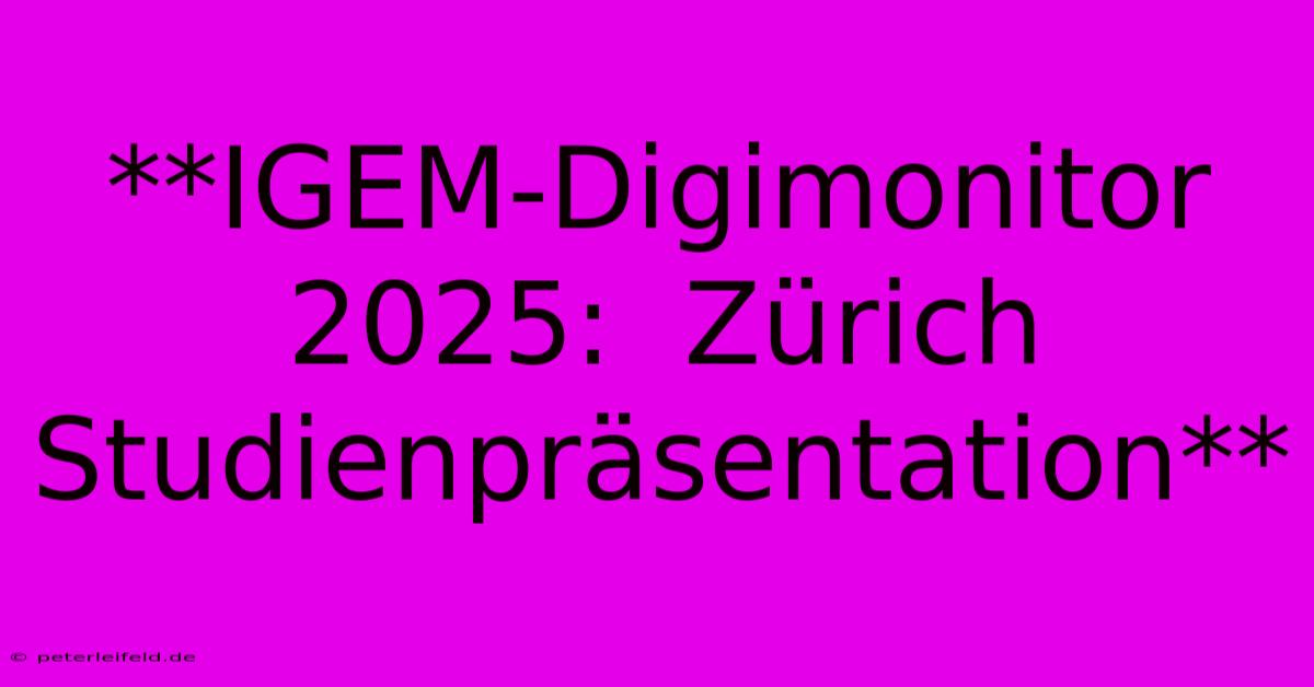 **IGEM-Digimonitor 2025:  Zürich Studienpräsentation**