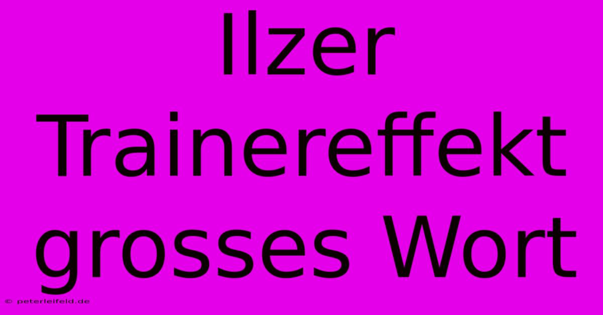 Ilzer Trainereffekt Grosses Wort